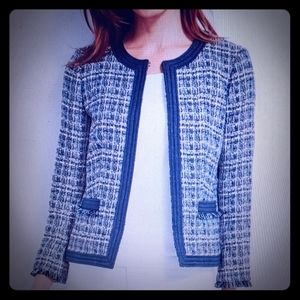 Talbots Chambray-Trim Tweed Jacket. NWT